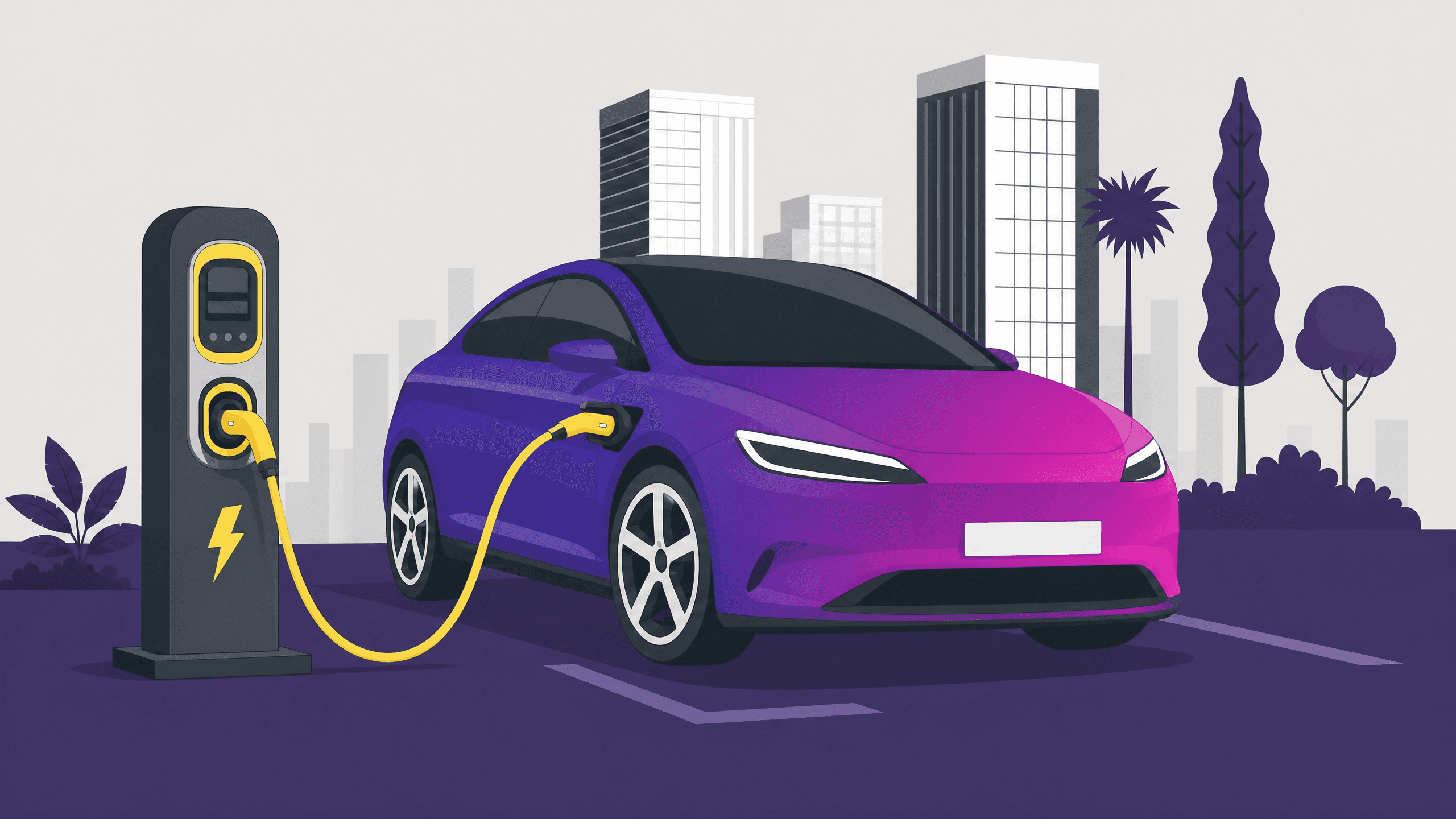 Electric vehicle charging at an evparkings station in India